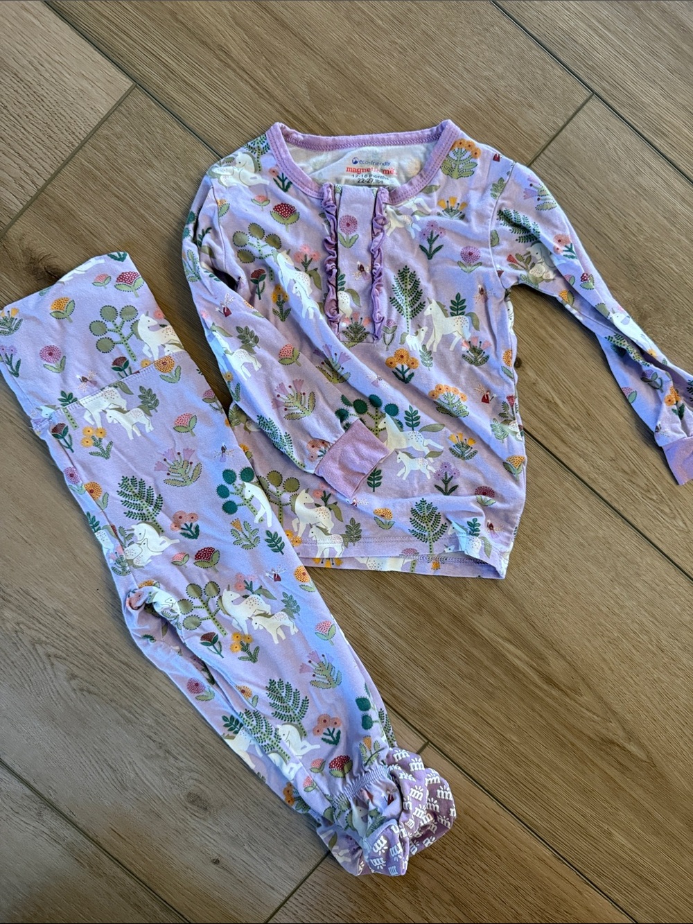 Magnetic Me Lavender Unicorn & Floral Two-Piece Pajama Set
